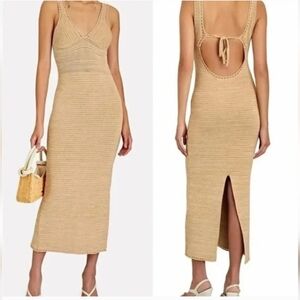 Ronny Kobo Collection Beige Midi Spring Summer Vacation Festival Dress M